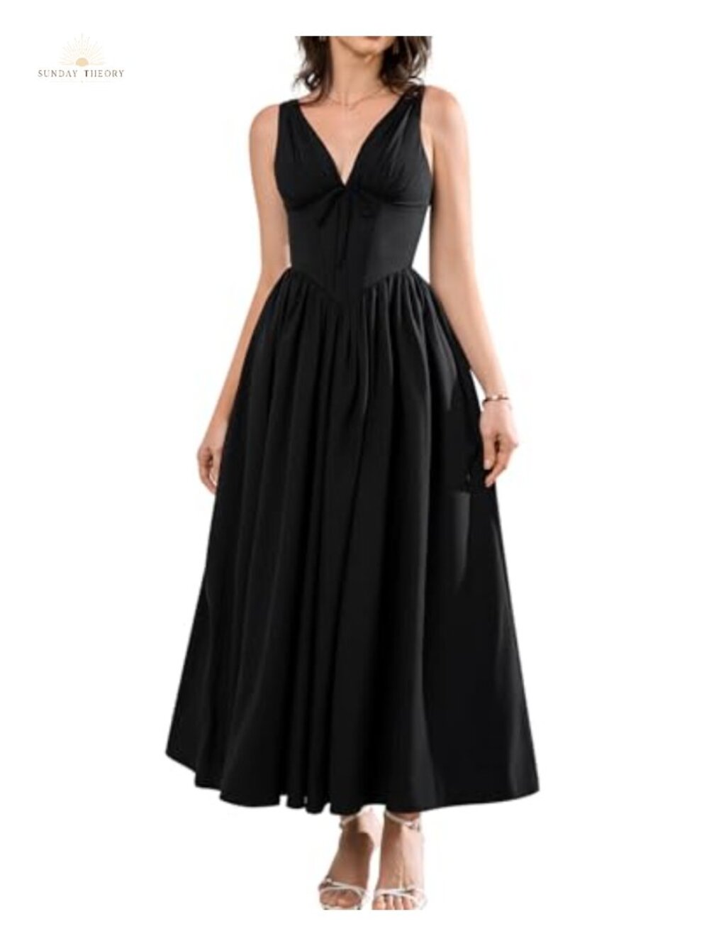 Corset Wedding Guest Formal A Line Flowy Milkmaid Dress with Pockets